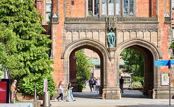 Newcastle University famous arches on a sunny day in summer